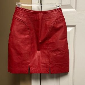 Red leather skirt